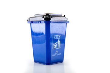 Recyclable trash can model on white background