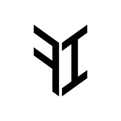 initial letters monogram logo black FI