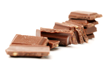 chocolate pieces on white