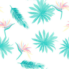 Fototapeta na wymiar Indigo Pattern Botanical. Azure Seamless Vintage. Navy Tropical Hibiscus. White Flower Design. Cobalt Floral Botanical. Wallpaper Leaves. Decoration Hibiscus.