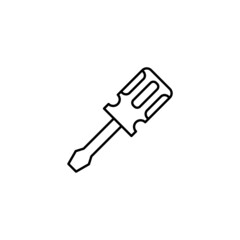 screwdriver icon in flat black line style, isolated on white background 