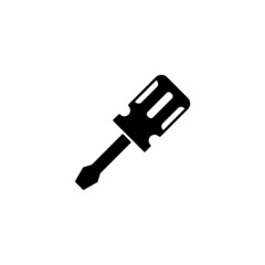 screwdriver icon in solid black flat shape glyph icon, isolated on white background 
