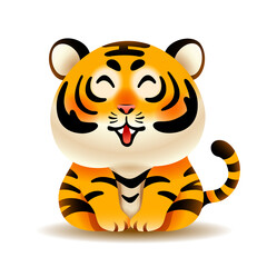 Cute little tiger. Isolated.