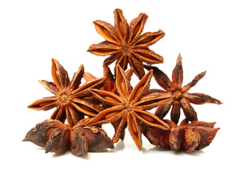 star anise on white background