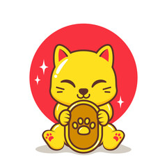 cute cat with gold coin