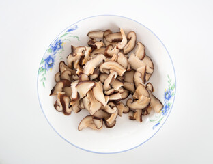 Chopped shiitake mushrooms on the plate