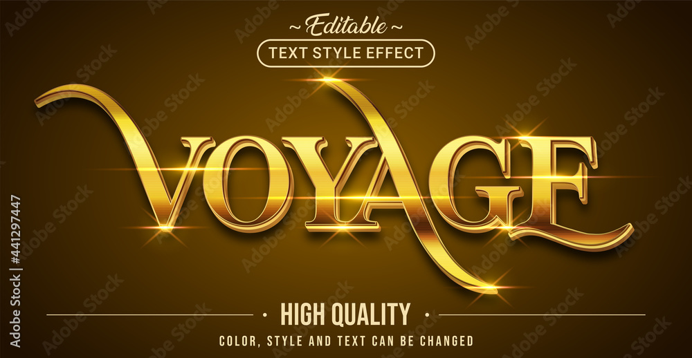 Aufkleber Editable text style effect - Gold Voyage text style theme. Graphic Design Element.