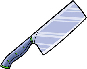 Cool big knife with black handle in doodle style