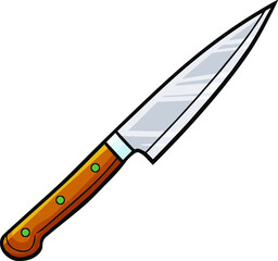 Cool kitchen knife for chef in doodle style