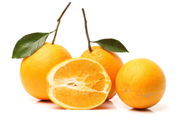 Orange fruit on the white background 
