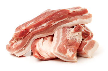 Pork belly on white background