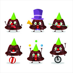 Cartoon character of chocolate pudding with various circus shows. Vector illustration