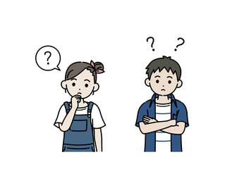 困る男の子と女の子のイラスト 悩み 心配 不安 子供 小学生 低学年 Apprehension Wall Mural Apprehensi Senryu