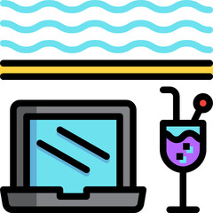 working anywhere color outline icon