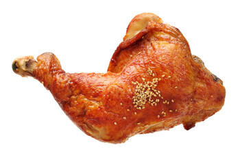 grilled chicken leg  on white background 