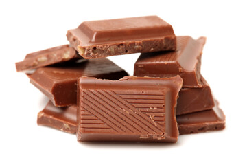 stack of chocolate on white background