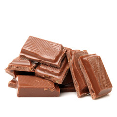 stack of chocolate on white background