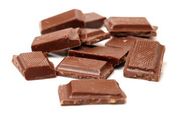 stack of chocolate on white background