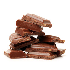 stack of chocolate on white background