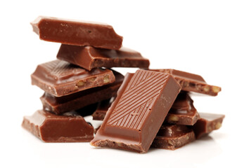 stack of chocolate on white background