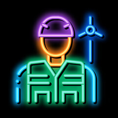 employee with protection wind energy technicians icon vector outline illustration