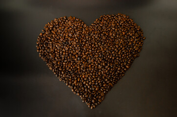coffee beans on the background white and black.
