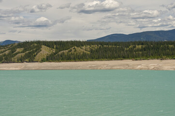 Beautiful Mountain Scenery at Lake Abraham