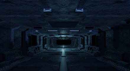 Futuristic Sci-Fi  tunnel background,3d Rendering
