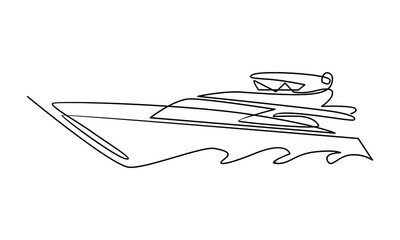 Continue line of luxury yacht vector illustration