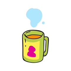 暖かい飲み物の入ったマグカップのイラスト