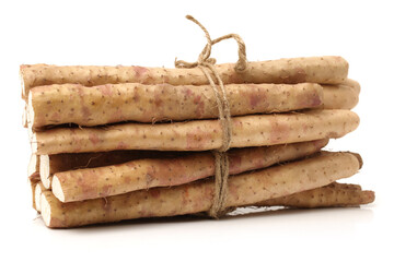 Chinese yam on white background 