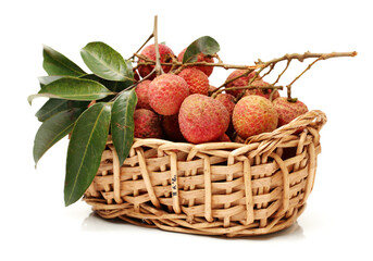 Fresh lychee (Litchi chinensis) isolated on white background