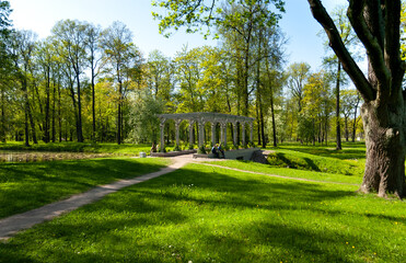 Peterhof, Alexandria Park, Hop veranda with a bridge-dam 1828. Saint Petersburg, Russia.