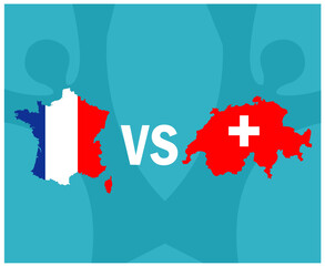 European football 2020 Round of 16.European soccer final.France vs Switzerland Map