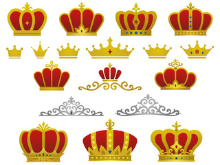 赤い王冠のアイコンセット - obrazy, fototapety, plakaty