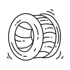 Playground kids giant roller wheel,playing,children,kindergarten. hand drawn icon set, outline black, doodle icon, vector icon.