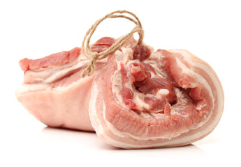 Pork belly on white background
