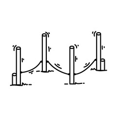 Playground kids zig zag rope,playing,children,kindergarten. hand drawn icon set, outline black, doodle icon, vector icon.
