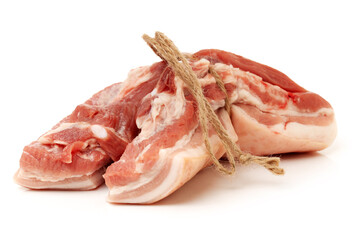 Pork belly on white background