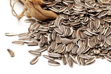 Sunflower seeds isolated on white background
