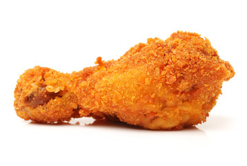 grilled chicken leg  on white background 