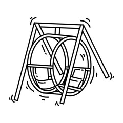 Fototapeta premium Playground kids round swing,playing,children,kindergarten. hand drawn icon set, outline black, doodle icon, vector icon.