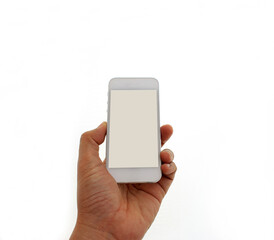Phone in hand - to work on a smartphone with a blank screen