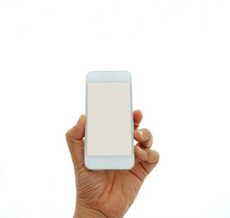 Phone in hand - to work on a smartphone with a blank screen