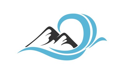 Mountain with wave icon