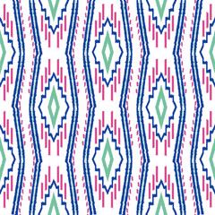 Ikat seamless pattern as cloth, curtain, textile design, wallpaper, surface texture background. Black and white.Vector EPS10