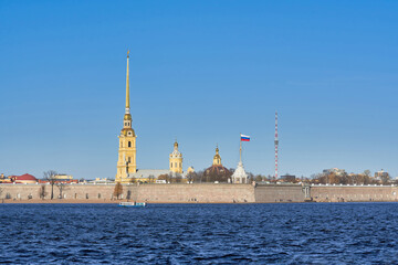 Russia, Saint Petersburg view of the Peter and Paul Fortress on the Neva River