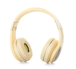 Modern headphones on white background