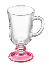 Beautiful empty glass cup on white background