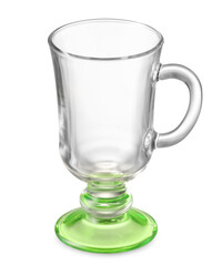 Beautiful empty glass cup on white background